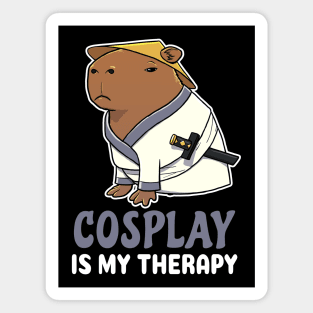 Cosplay is my therapy cartoon Capybara Samurai Magnet